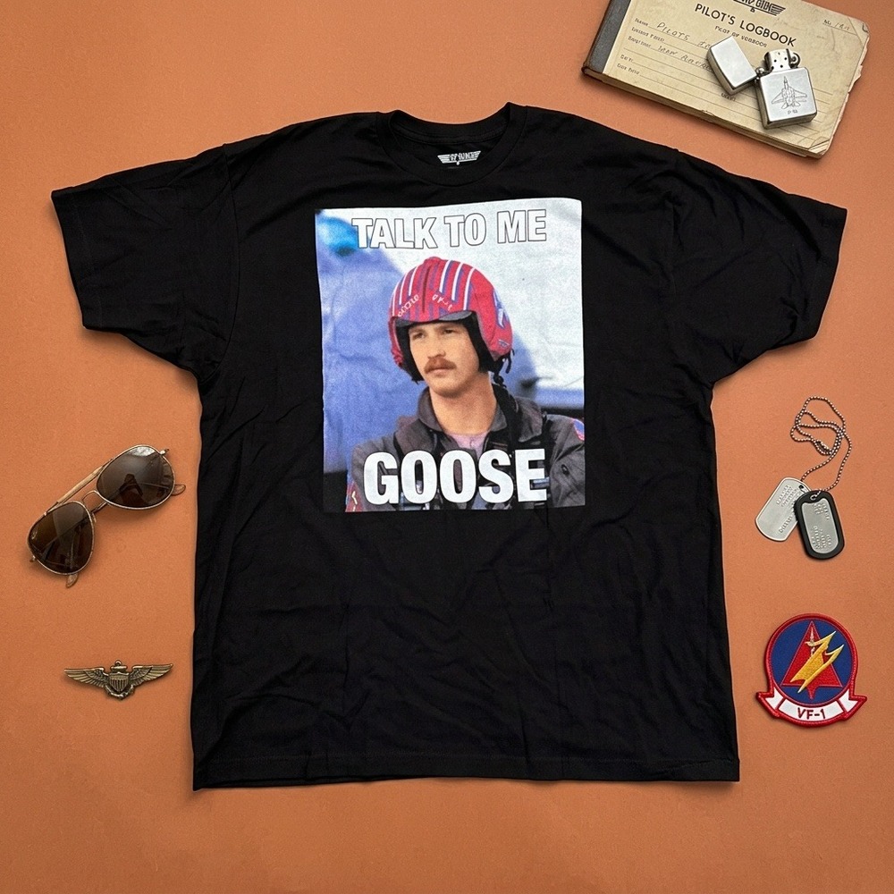 Top Gun "Talk To Me Goose" T-Shirt Mens 2XL Black Graphic Movie Promo NWOT